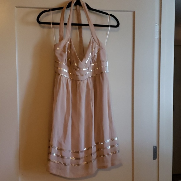 Johnny Martin Dresses & Skirts - Nude with Sequin Halter Dress Johnny Martin